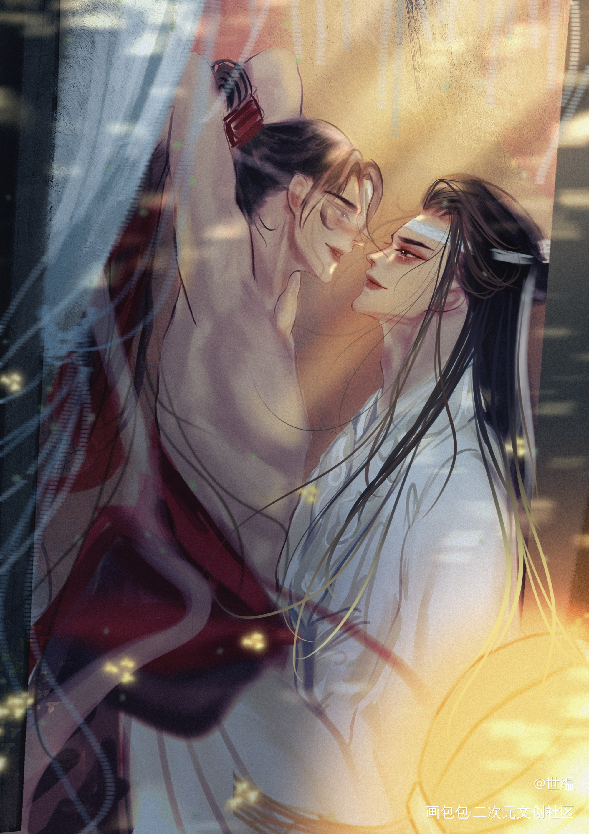 “蓝，蓝湛……”_魔道祖师蓝忘机魏无羡绘画绘画作品