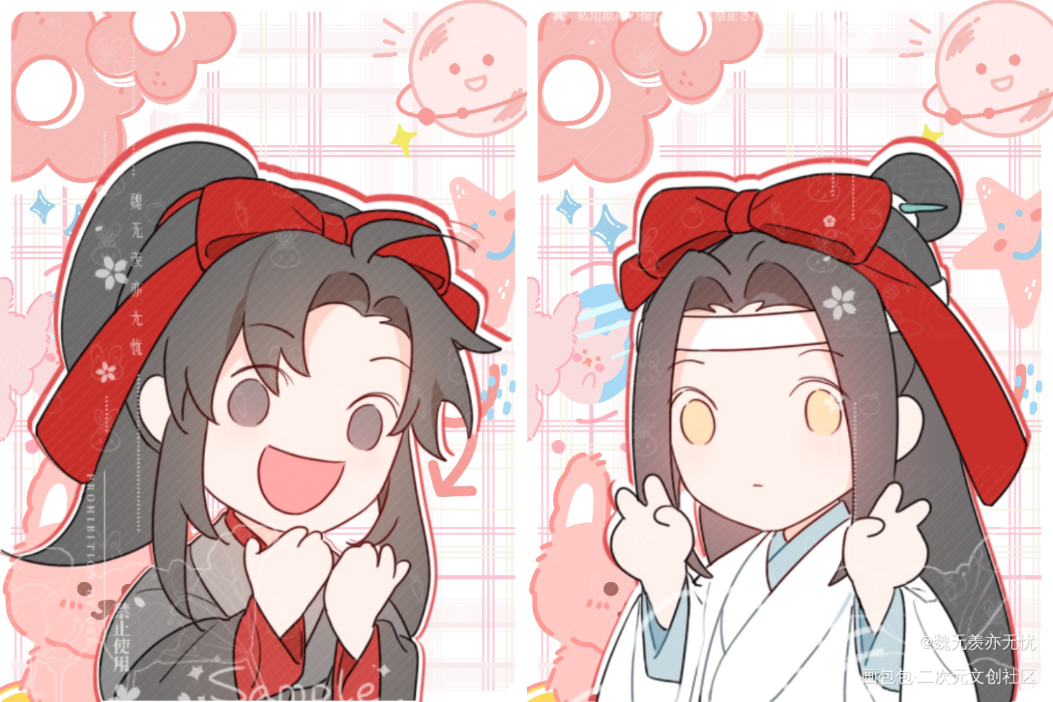 蝴蝶结忘羡❤_魔道祖师忘羡魏无羡蓝忘机墨香铜臭绘画作品