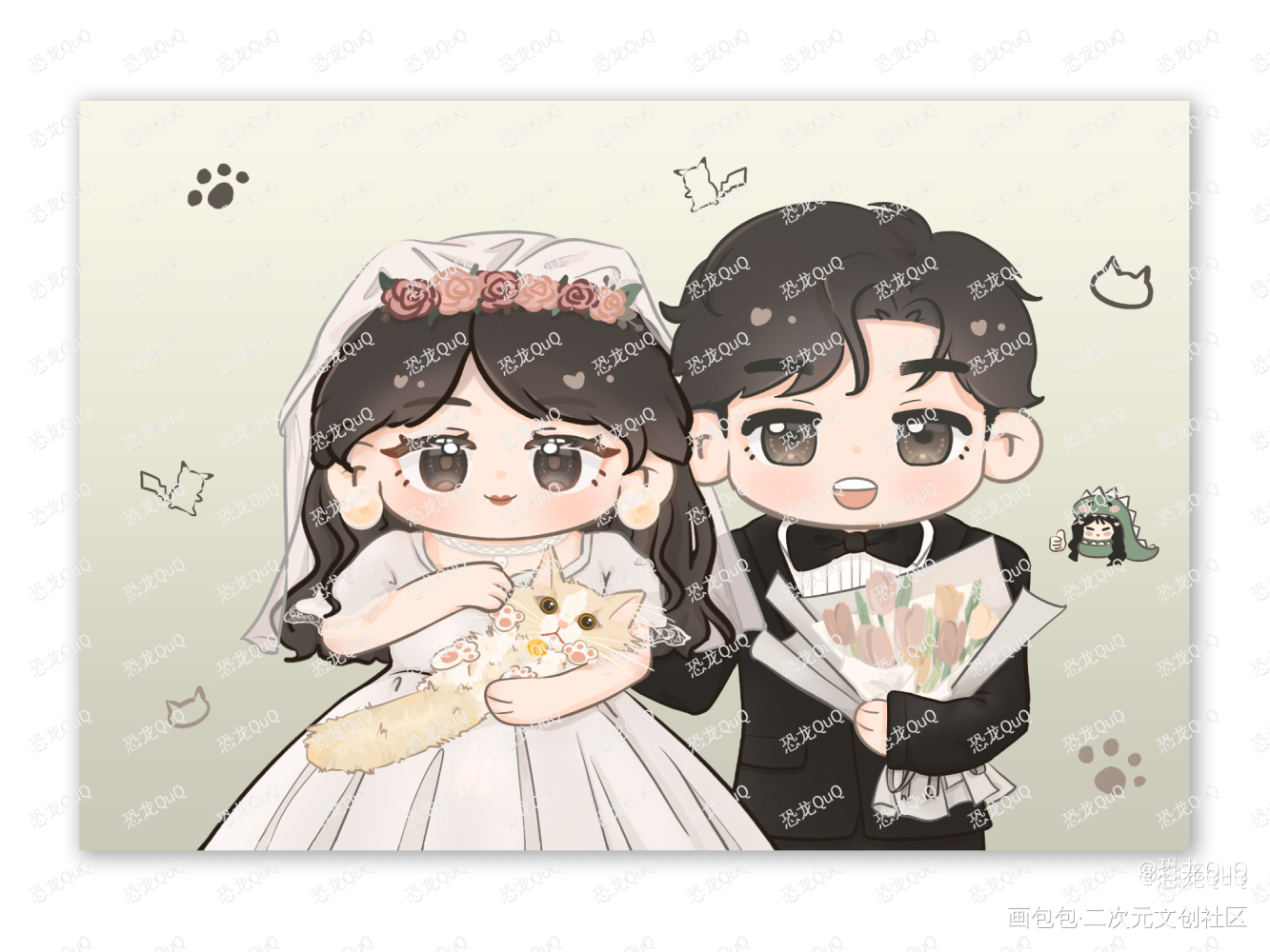 本恐龙同意这门亲事_Q版板绘绘画作品