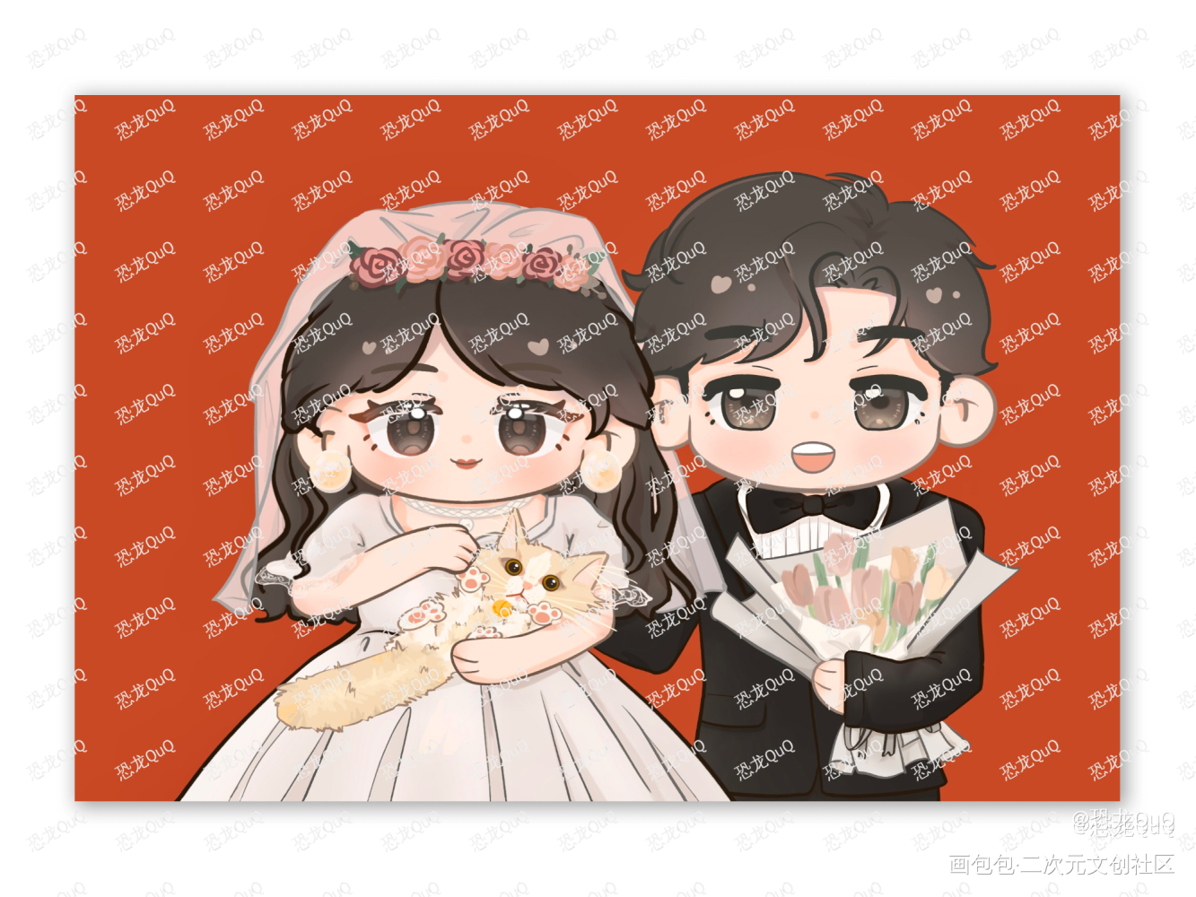 本恐龙同意这门亲事_Q版板绘绘画作品