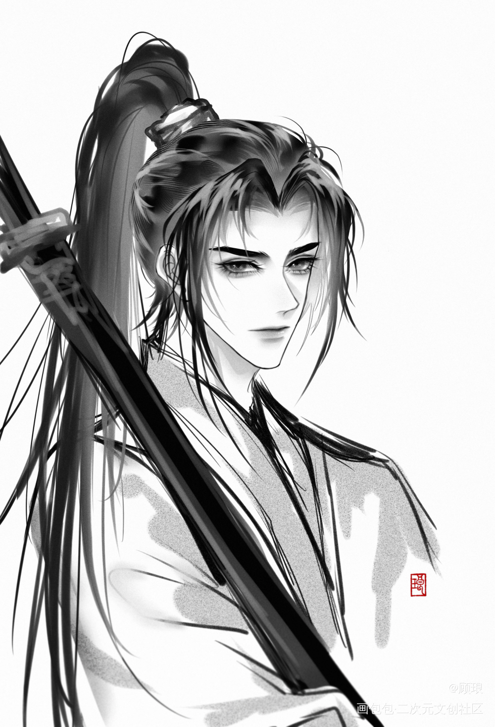 摸个武独老爷( ͡° ͜ʖ ͡_相见欢古风插画武独非天夜翔板绘绘画绘画作品