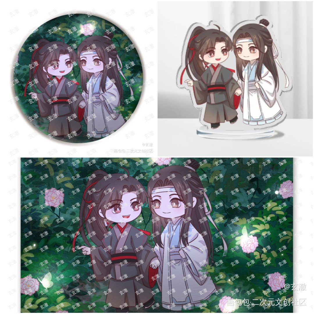 如图所示_魔道祖师忘羡蓝忘机魏无羡绘画作品