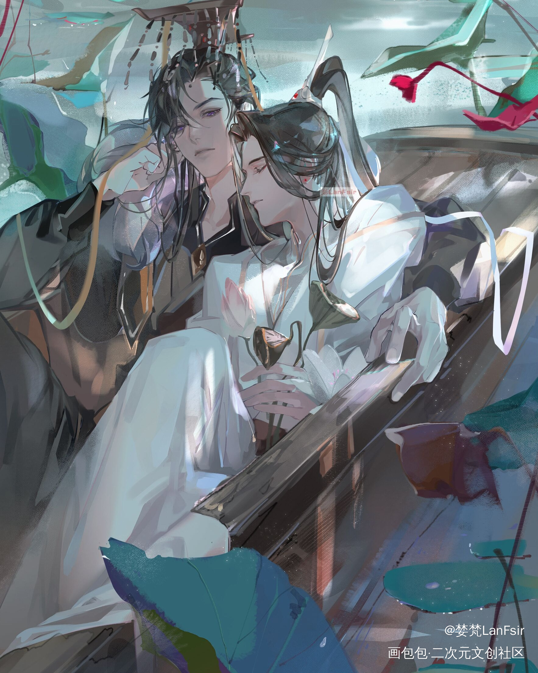 燃晚_二哈和他的白猫师尊燃晚墨燃楚晚宁绘画作品