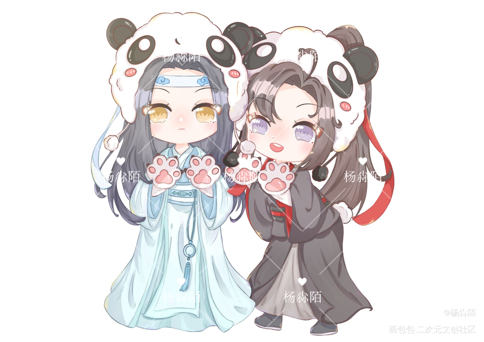 🐼忘羡_魔道祖师忘羡蓝忘机魏无羡同人绘画作品