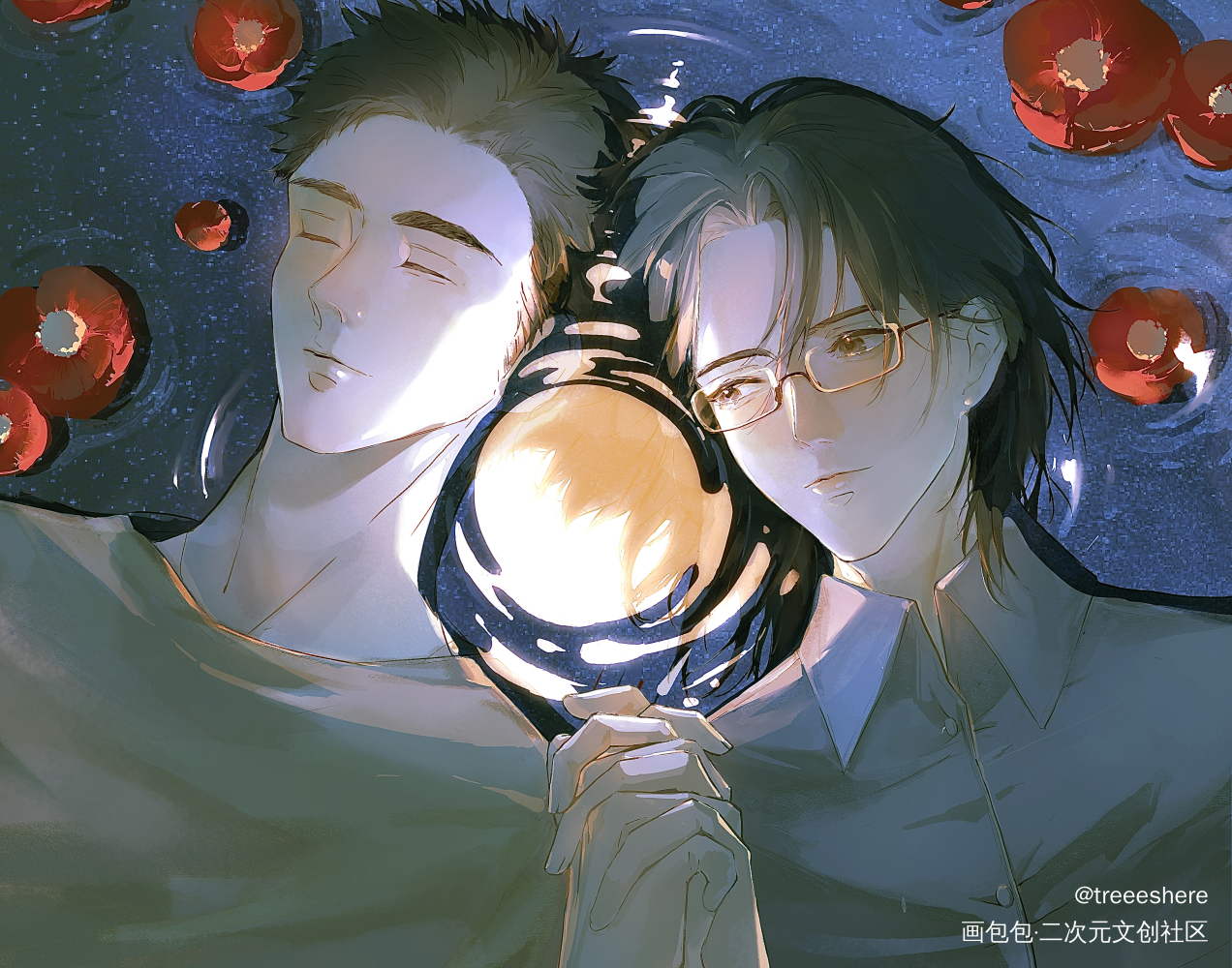 水中月_默读舟渡费渡骆闻舟节日绘画作品