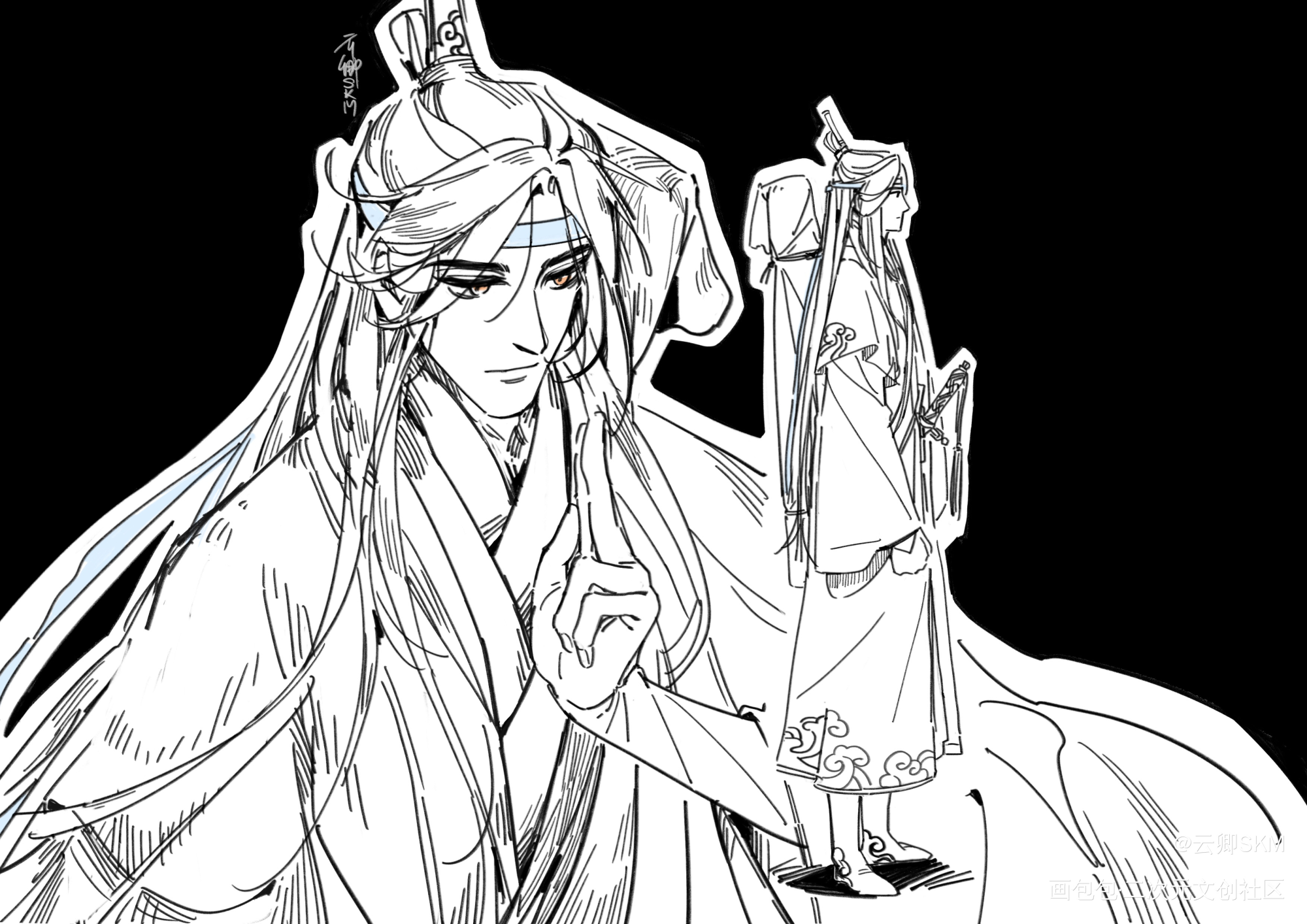 很俊很有本事的小蓝二公子_魔道祖师蓝忘机绘画作品