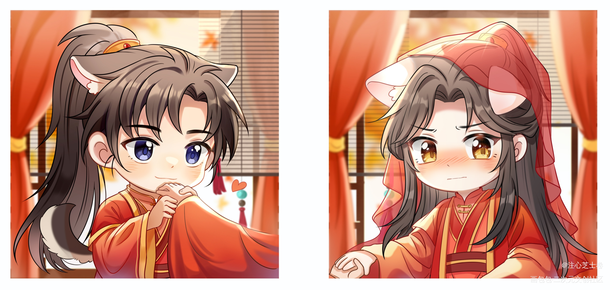 大婚_二哈和他的白猫师尊燃晚墨燃楚晚宁Q版绘画作品