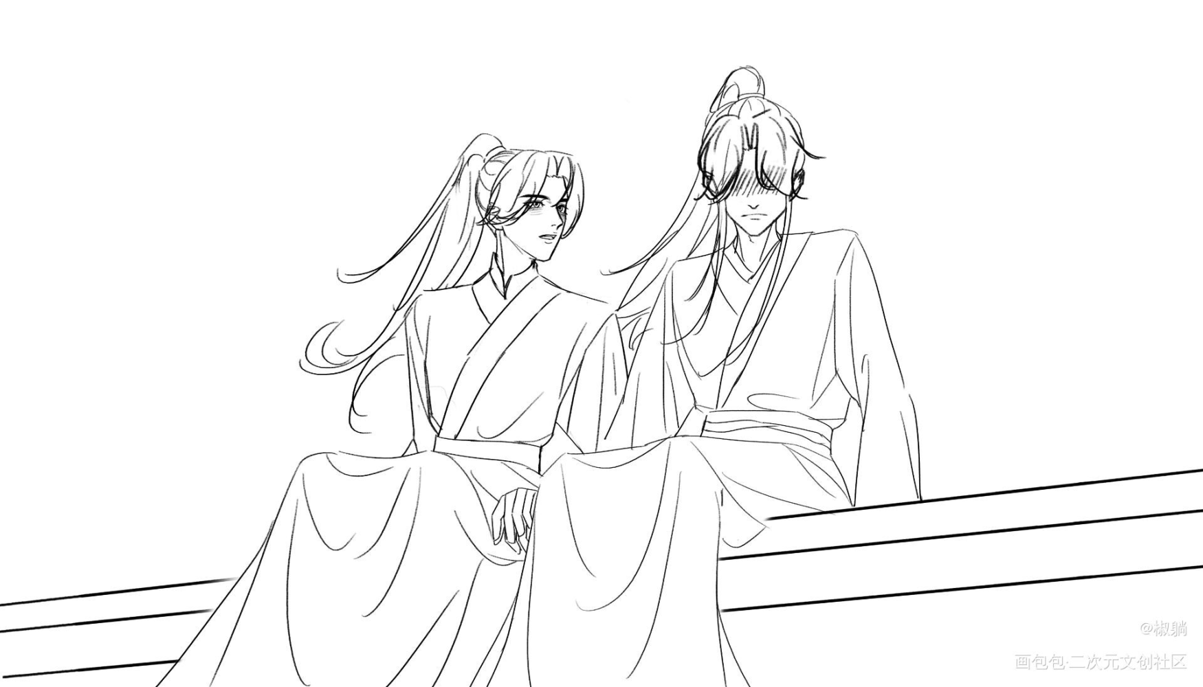 2组_二哈和他的白猫师尊燃晚绘画作品