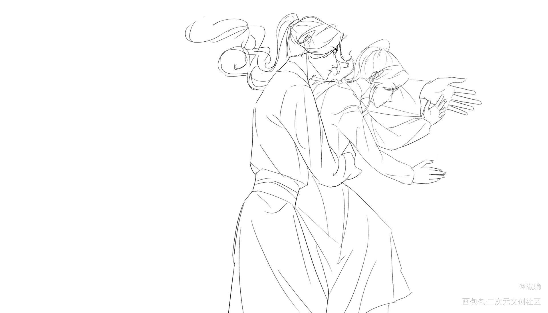 2组_二哈和他的白猫师尊燃晚绘画作品