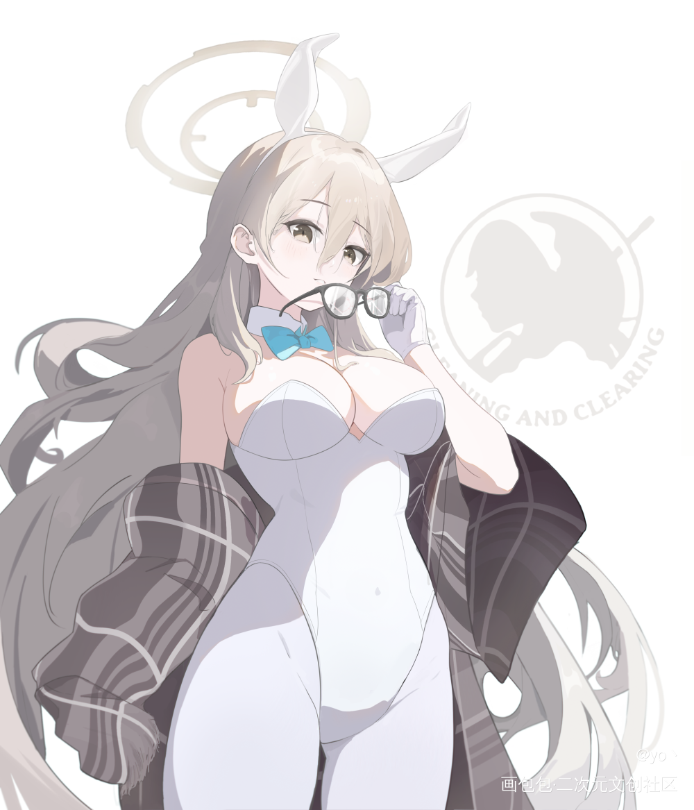 茜_碧蓝档案美少女兔女郎板绘涂日系绘画作品