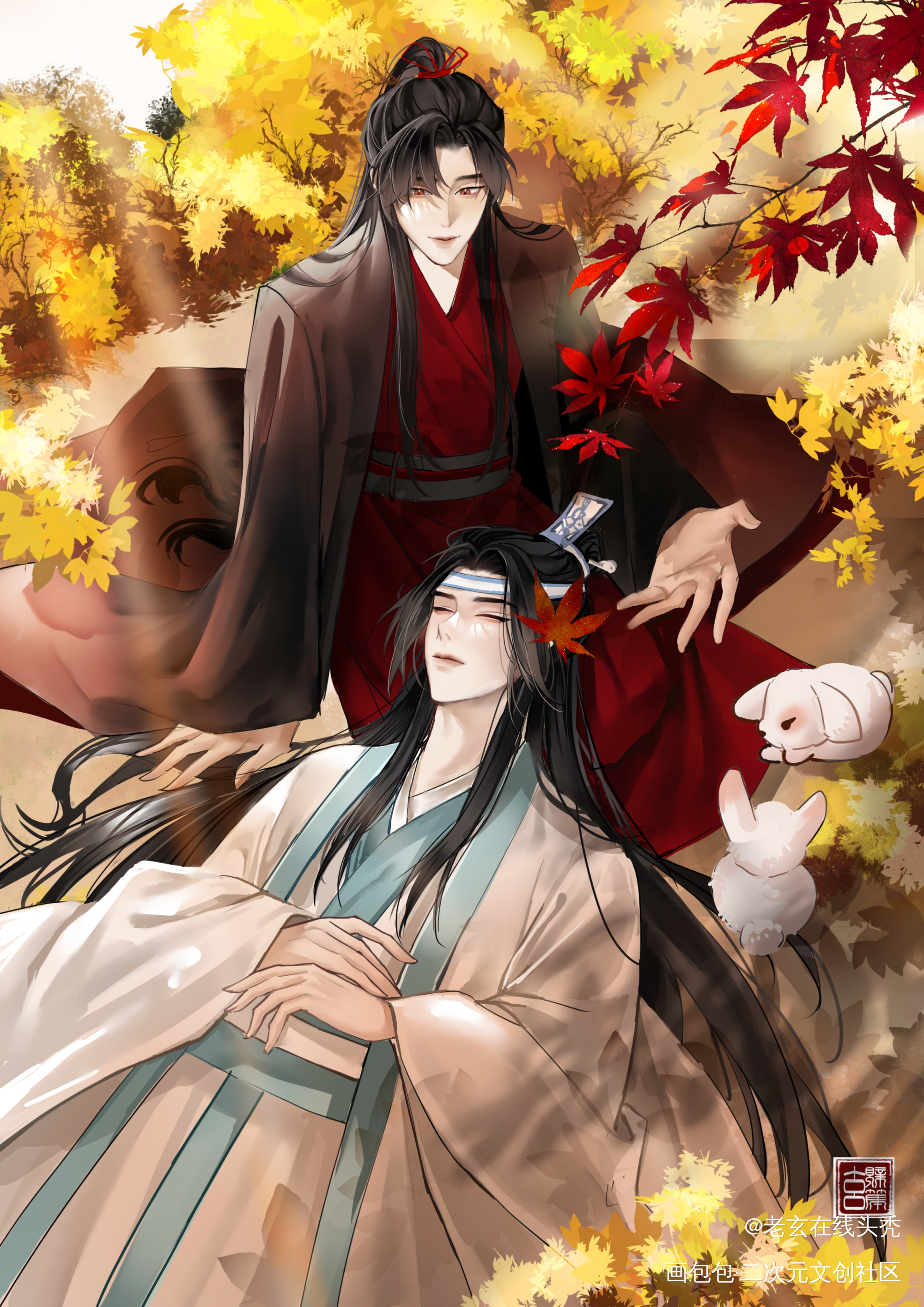 秋风起兮白云飞。_魔道祖师忘羡板绘涂绘画作品