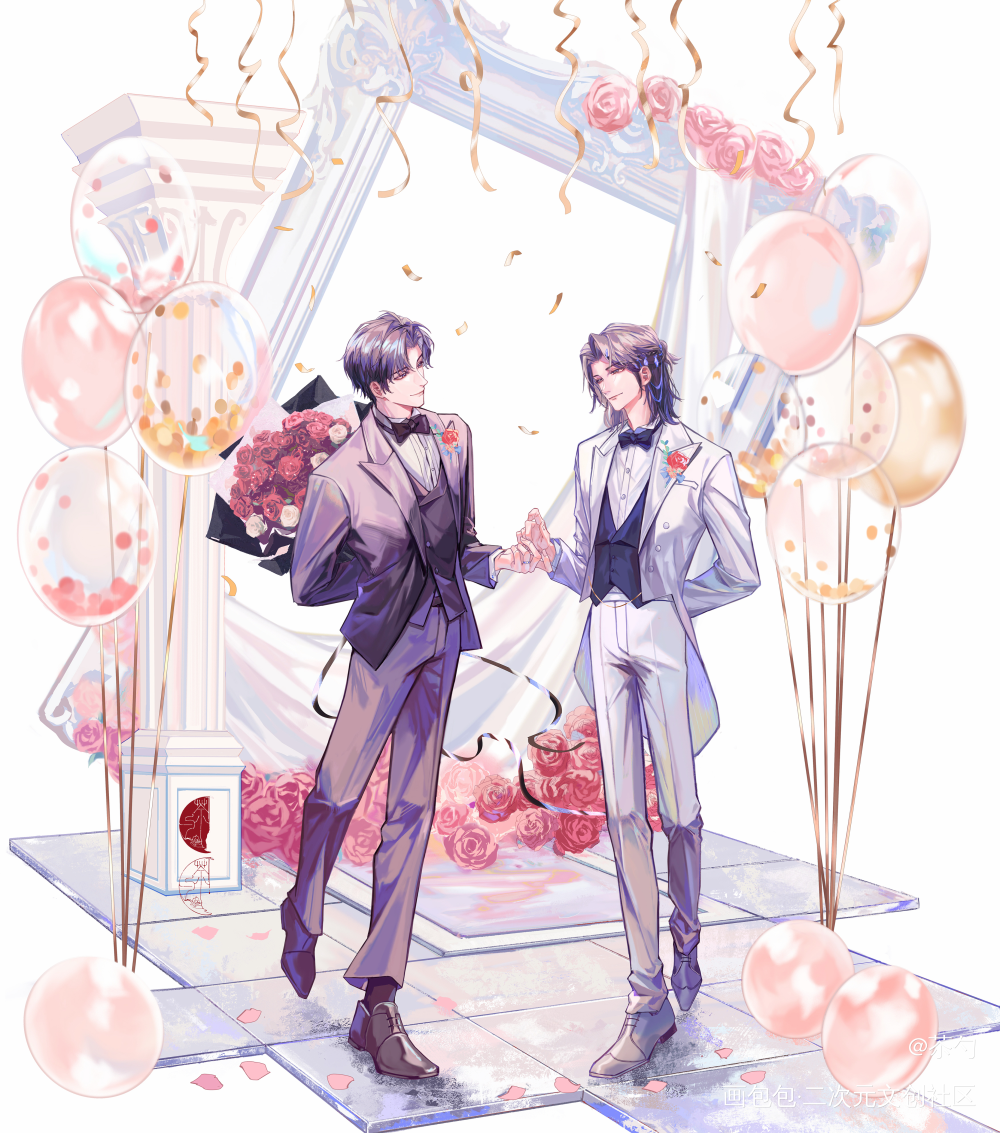 wedding❤️_我只喜欢你的人设自习周自珩夏习清平涂绘画作品