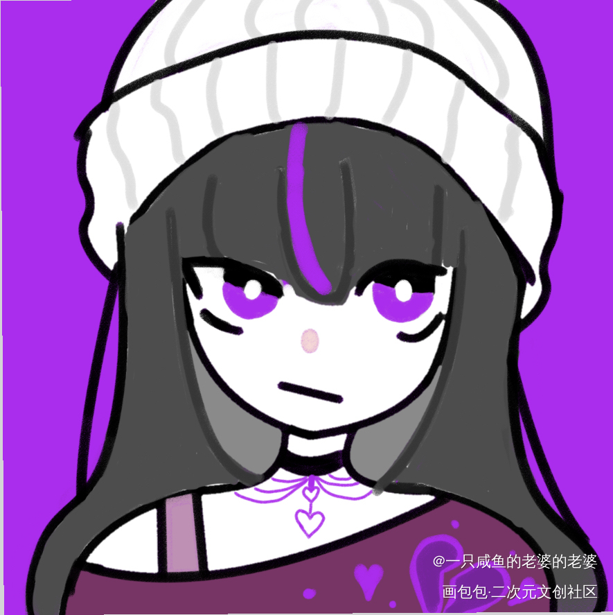 一个紫色的姑娘_彩色漫画绘画作品