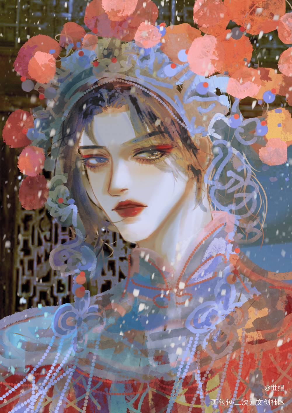 戏子多娇，戏服花爷_盗墓笔记解雨臣绘画绘画作品