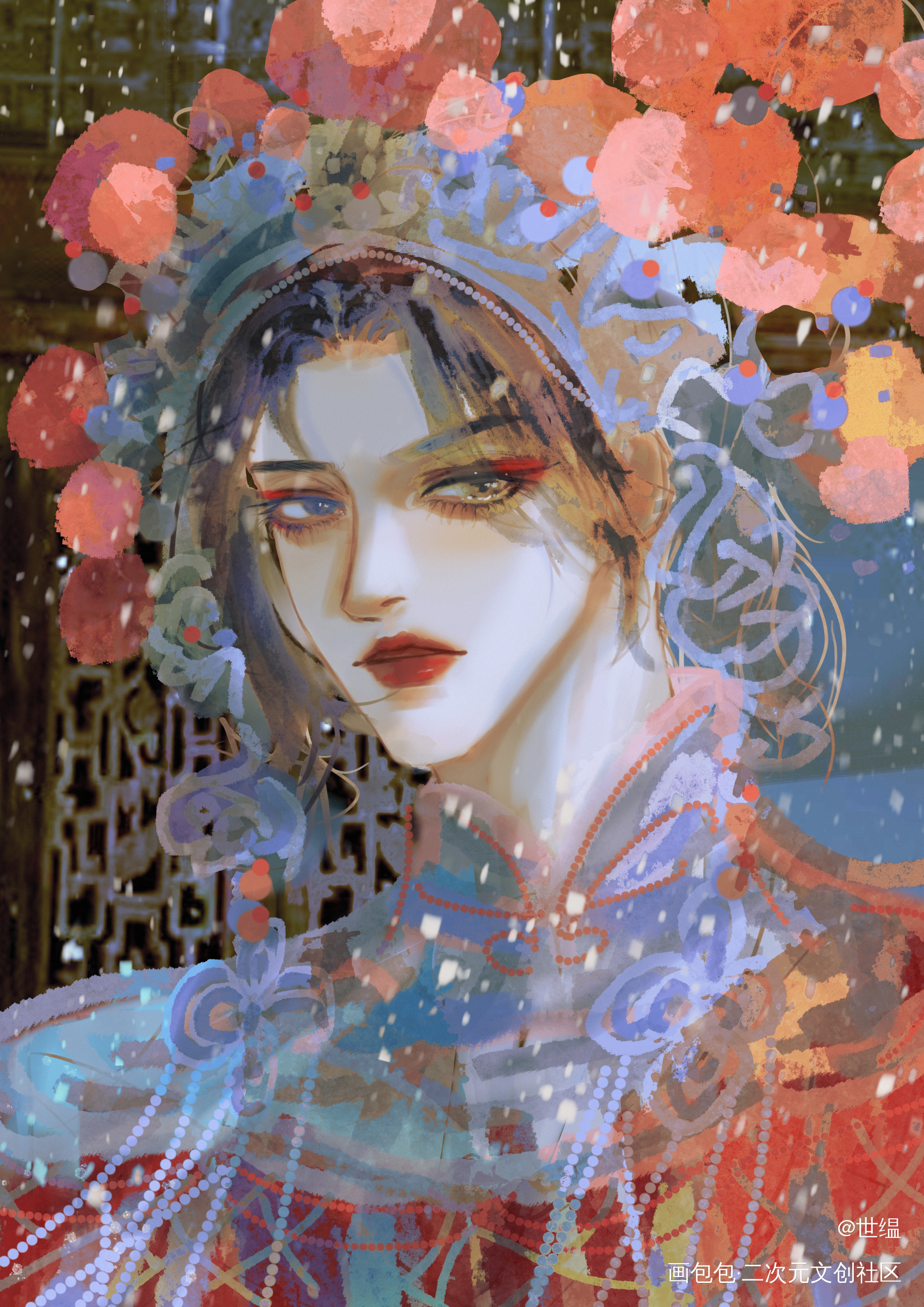 戏子多娇，戏服花爷_盗墓笔记解雨臣绘画绘画作品