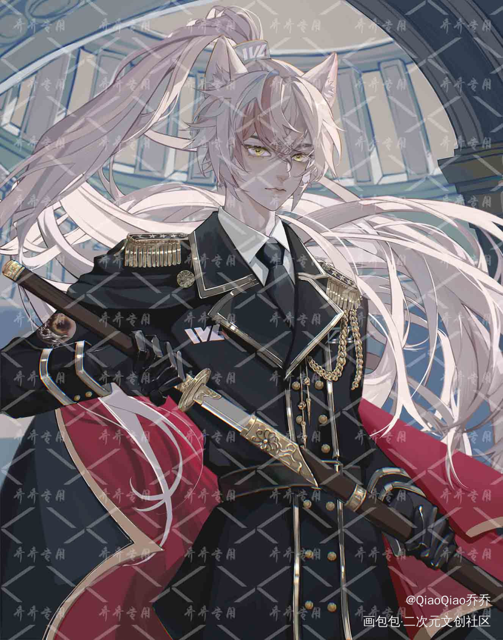 东玄_第五人格板绘涂摸鱼页平涂制服军装绘画作品