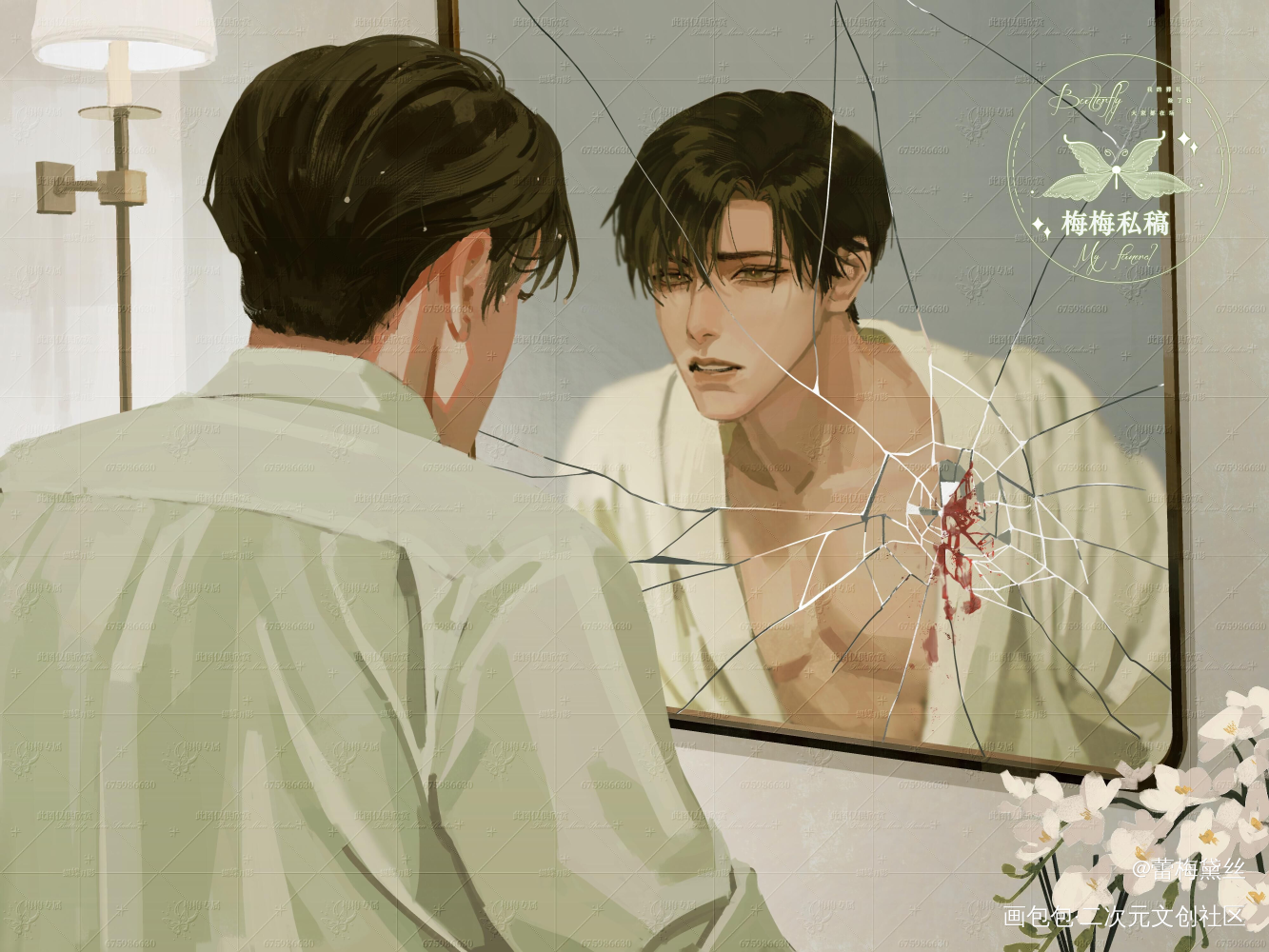 顾青裴｜Blood_针锋对决188男团顾青裴绘画作品