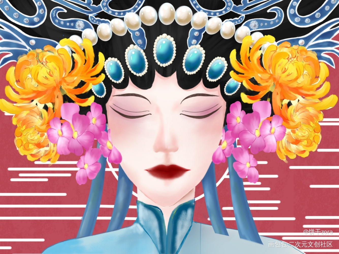 世有解语花，凭谁解花语_盗墓笔记解雨臣绘画作品