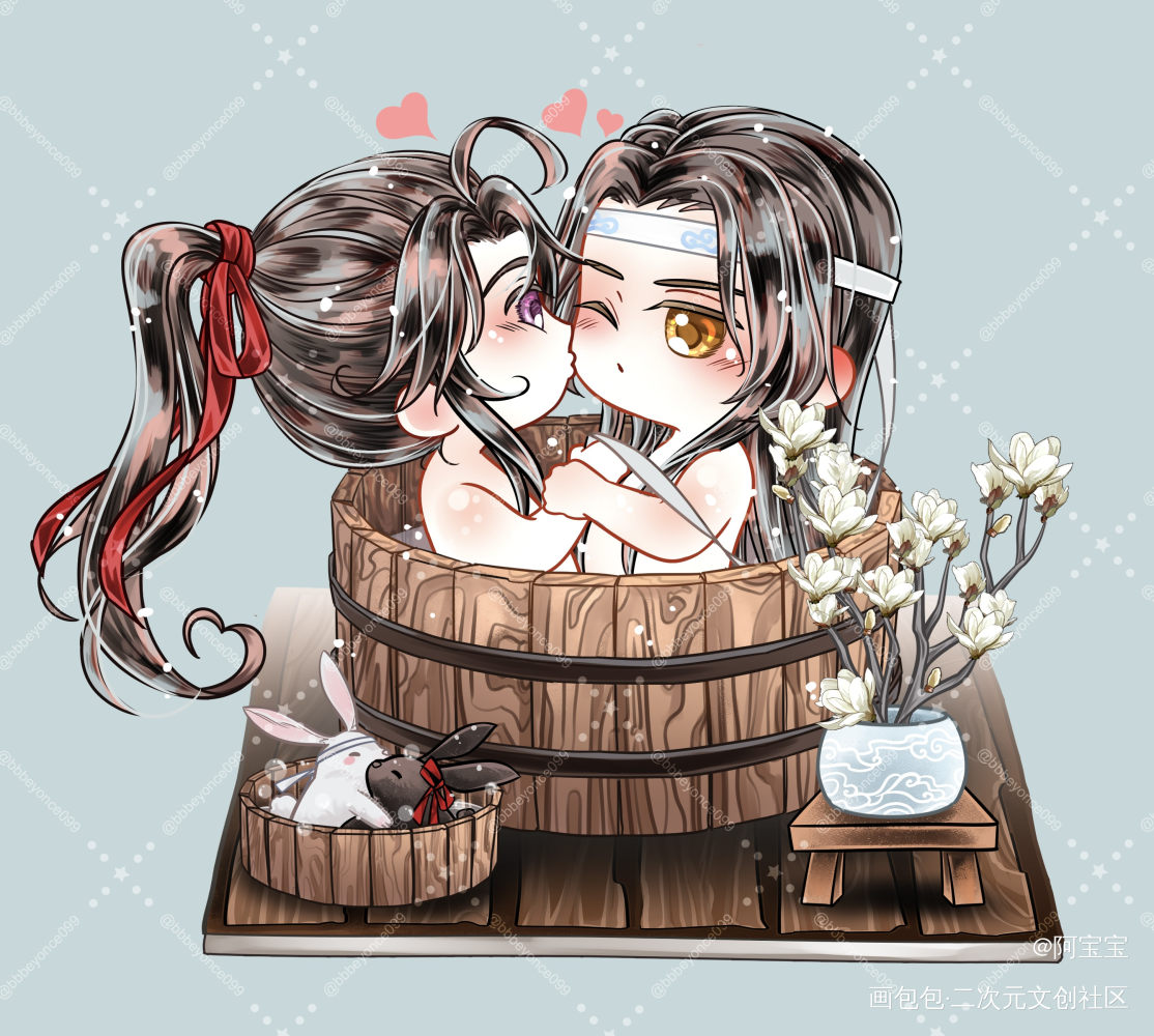 浴桶是忘羨的浪漫_魔道祖师忘羡蓝忘机魏无羡魏无羡蓝忘机绘画作品