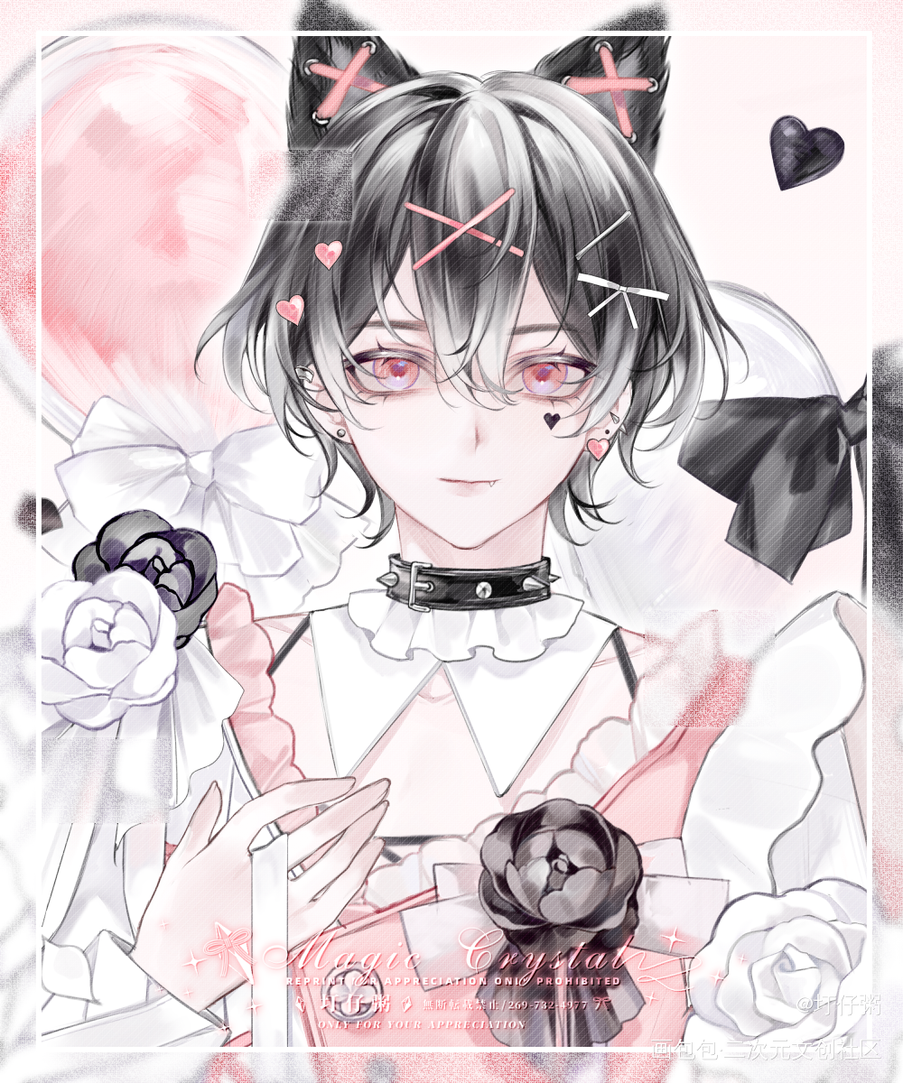 ₍˄·͈༝·͈˄*₎◞ ̑̑🖤💖_原创人设绘画oc绘画作品
