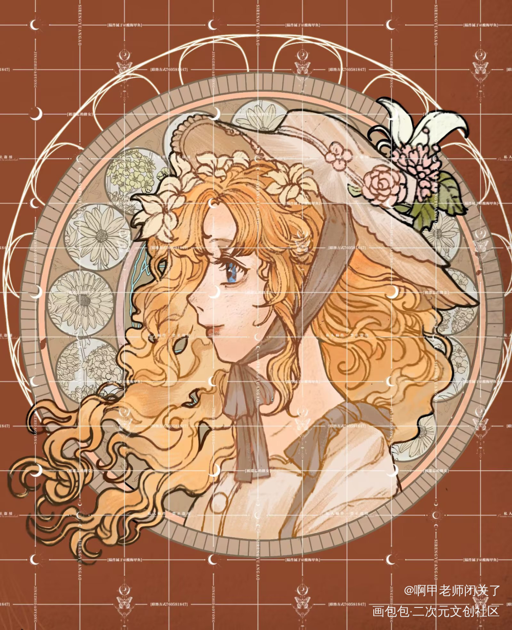 穆夏风头像稿件展示_头像白菜约稿接稿头像约稿原创头像约稿oc绘画作品