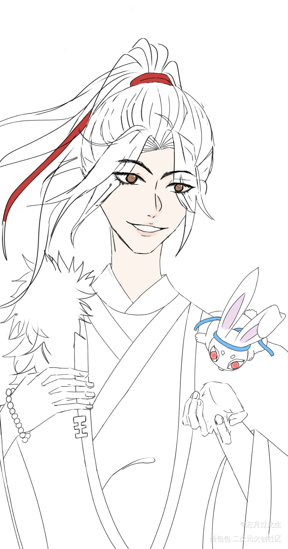 发发线稿_魔道祖师魏无羡绘画作品