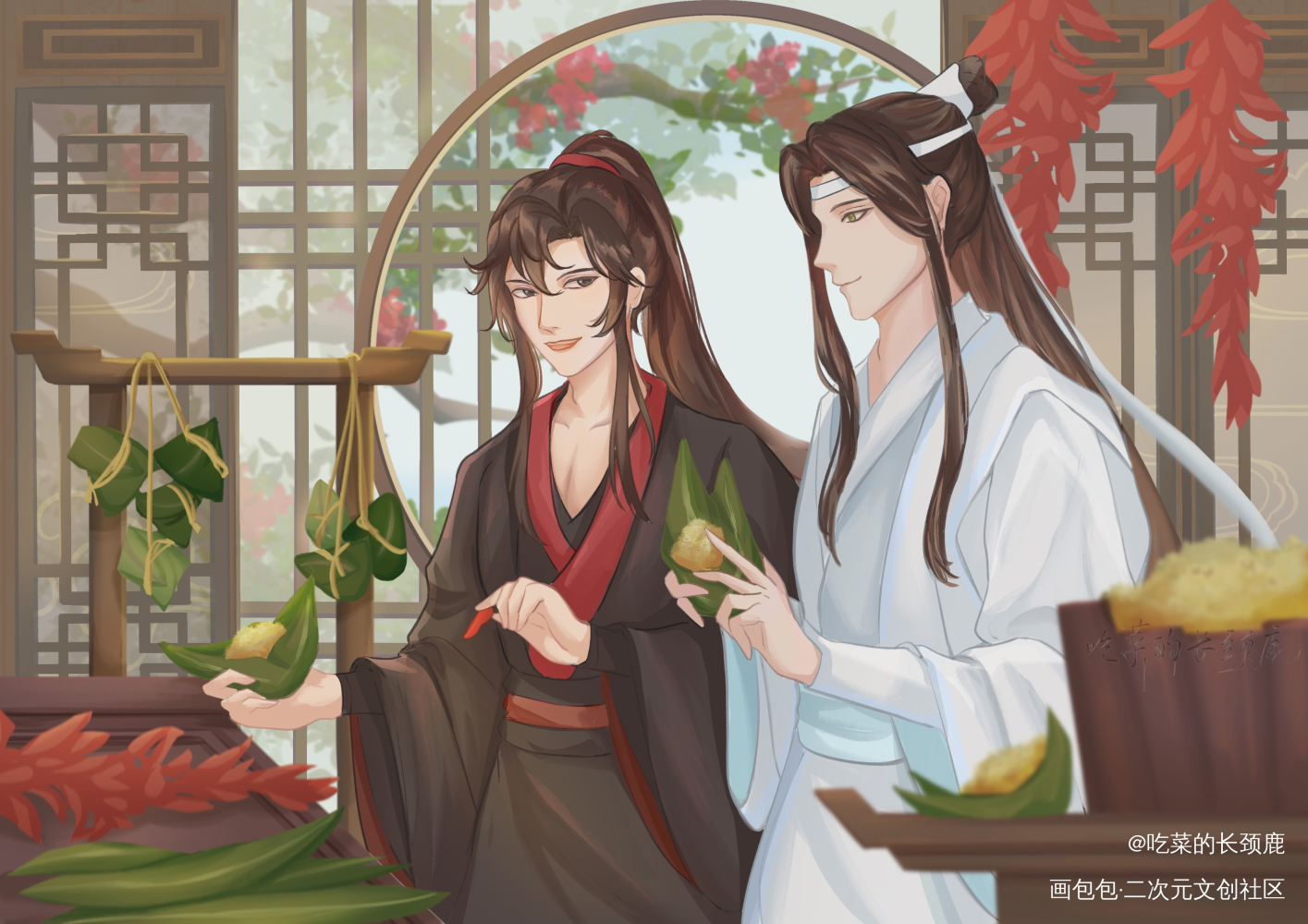 忘羡端午节安康_魔道祖师忘羡蓝忘机魏无羡平涂墨香铜臭绘画作品