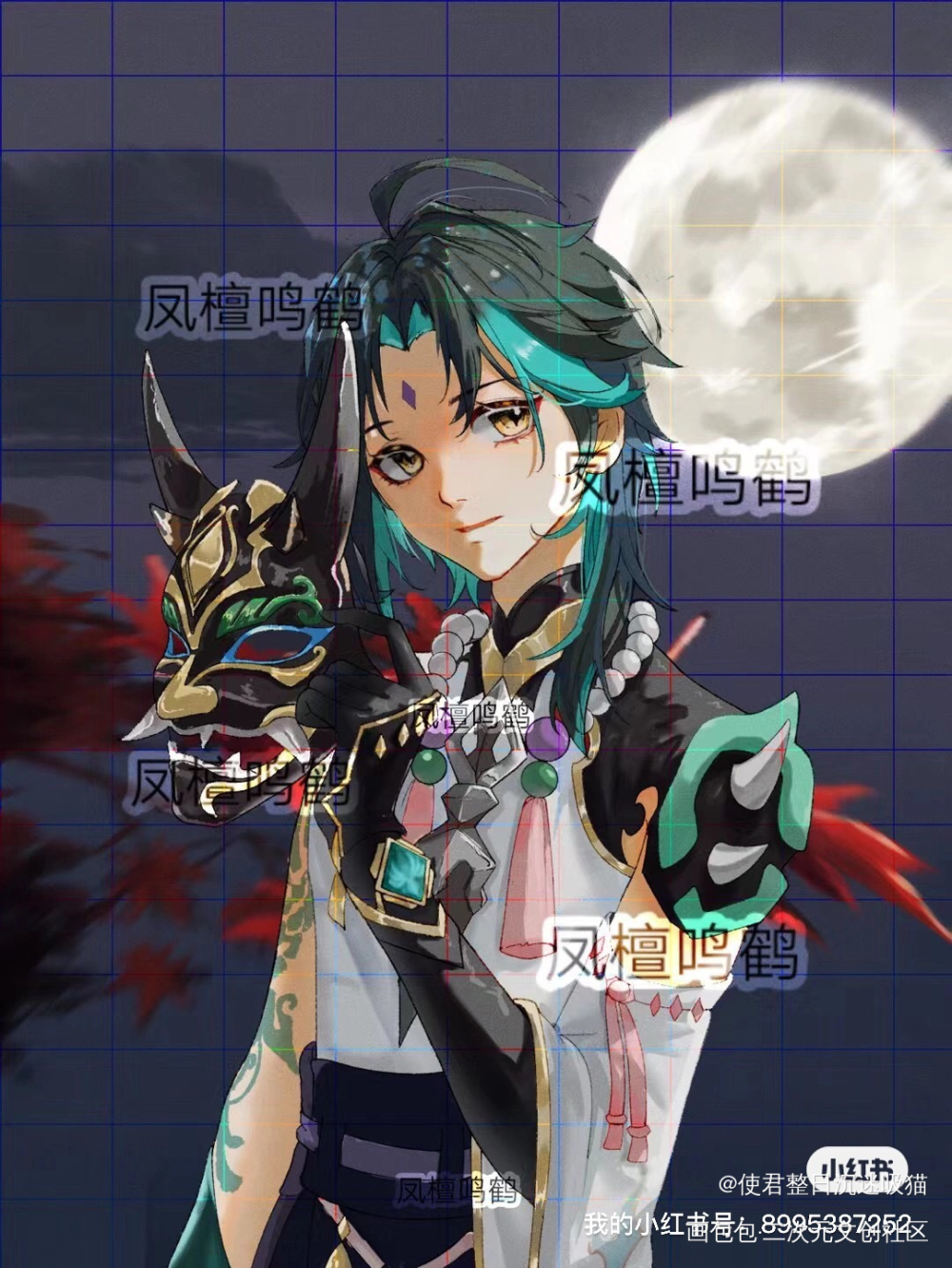 _原神魈板绘涂同人绘画作品