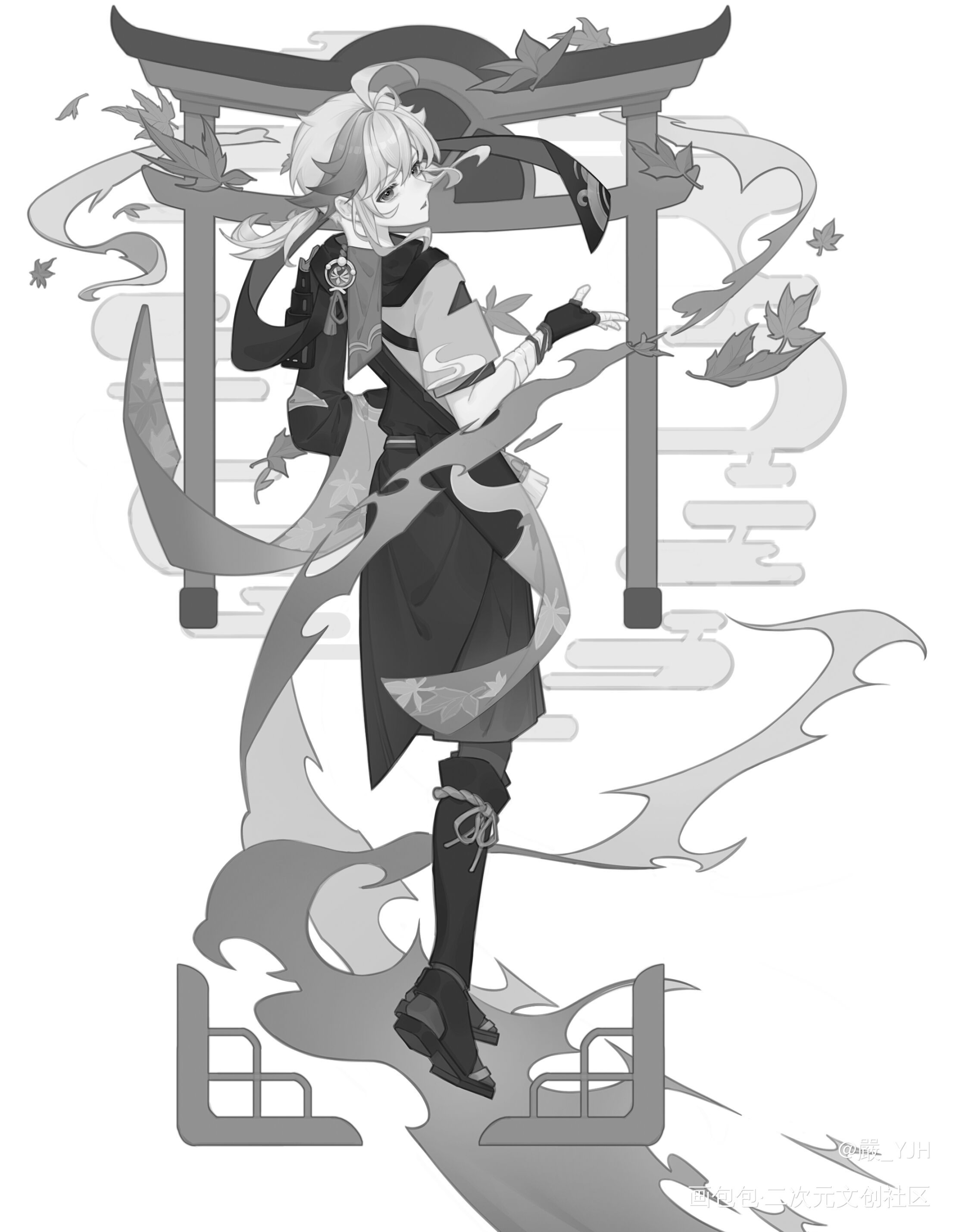 【枫原万叶绘画】万叶卡牌_原神立绘卡牌枫原万叶绘画绘画作品