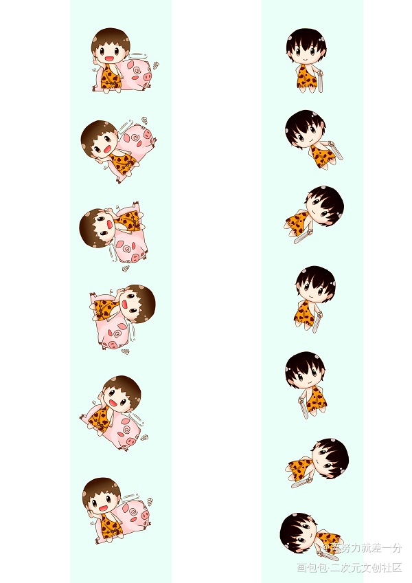 山顶洞人？gogo！_盗墓笔记瓶邪板绘涂Q版绘画作品