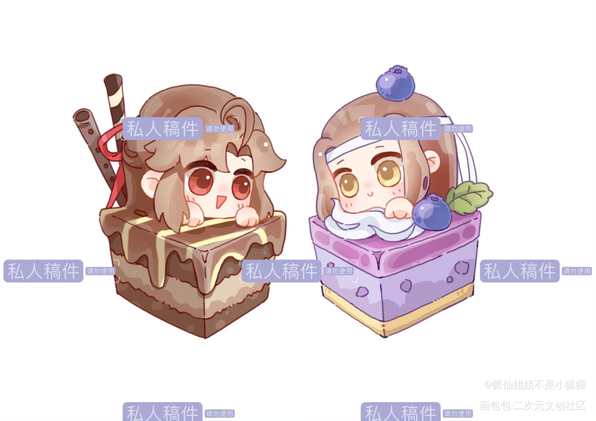 可爱慕斯_魔道祖师忘羡蓝忘机魏无羡魔道祖师Q版绘画作品