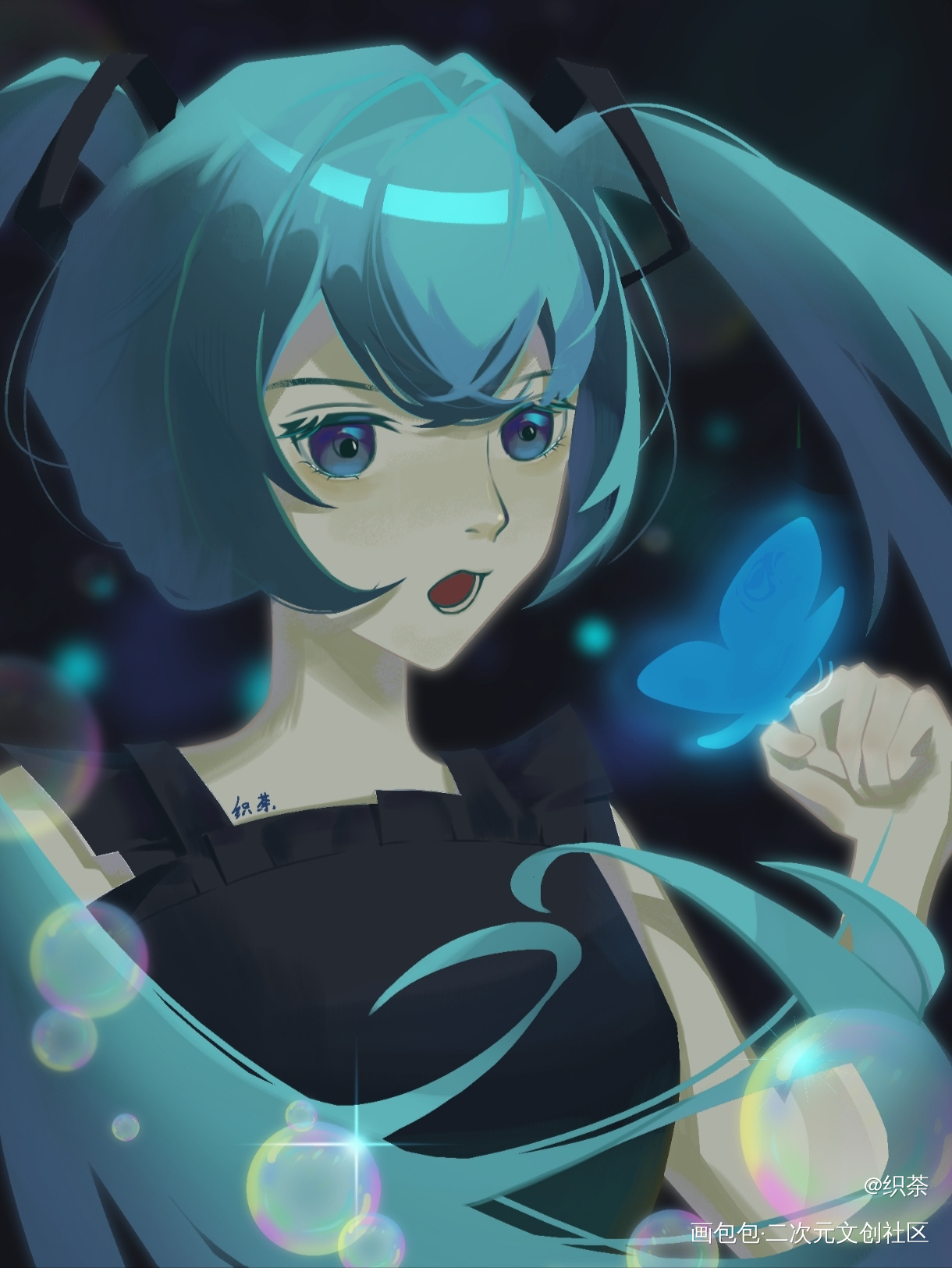 阔内哇深海miku！_初音未来板绘涂绘画作品