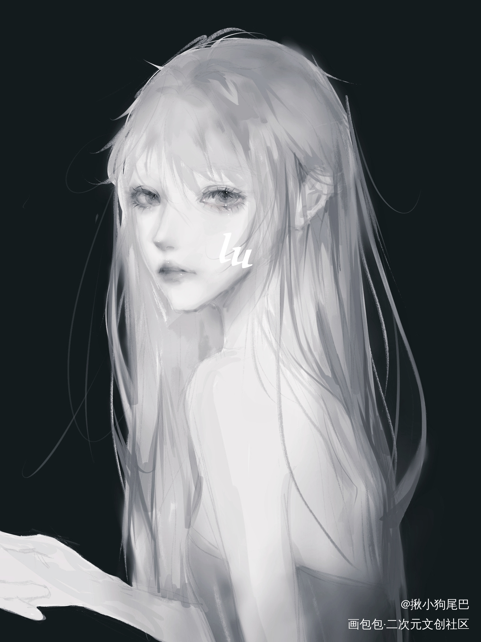 黑白草头(*Ӧ)σ_板绘涂黑白简笔摸鱼页头像接稿约稿绘画作品