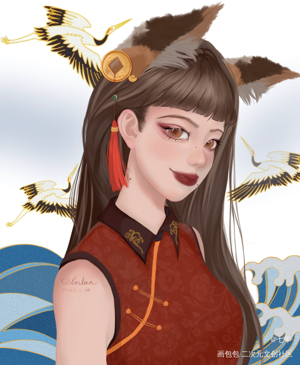 招财猫拟人_板绘涂绘画作品