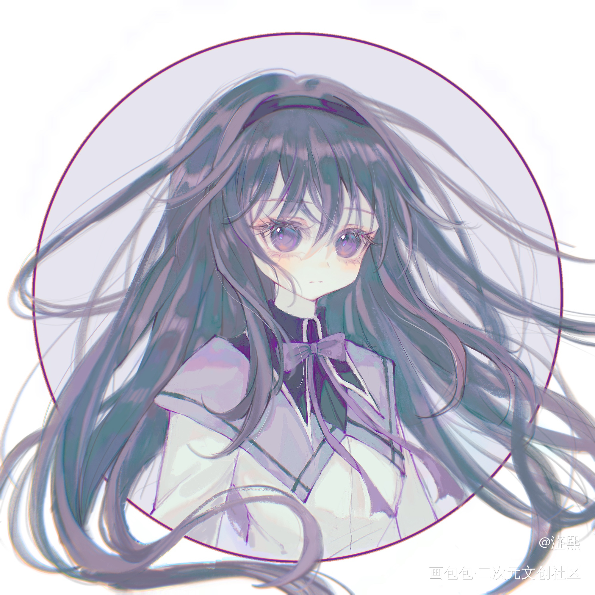 摸鱼_魔法少女小圆头像同人板绘绘画绘画作品