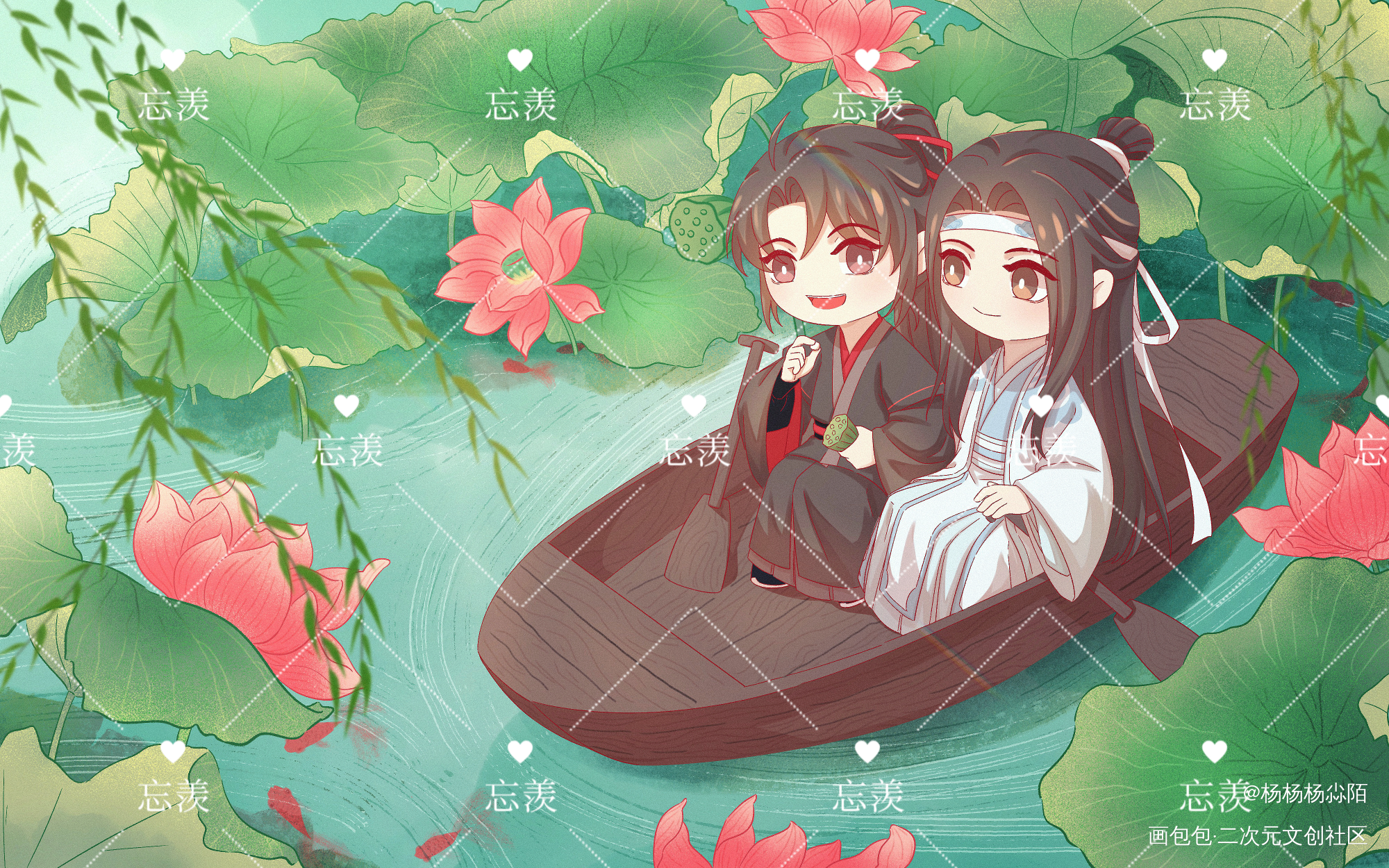 😘_魔道祖师蓝忘机，魏无羡绘画作品