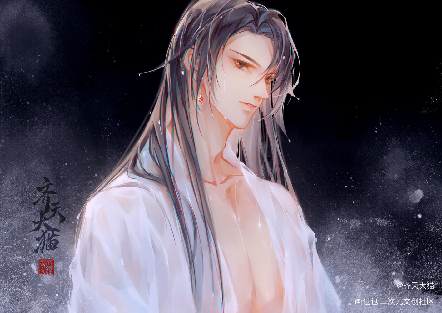 兰舟_将进酒沈兰舟古风插画同人绘画作品