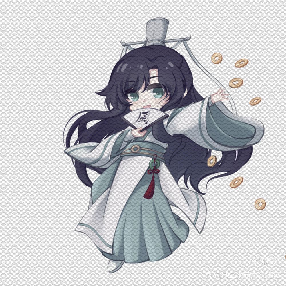 师青玄撒钱_天官赐福约稿绘画作品