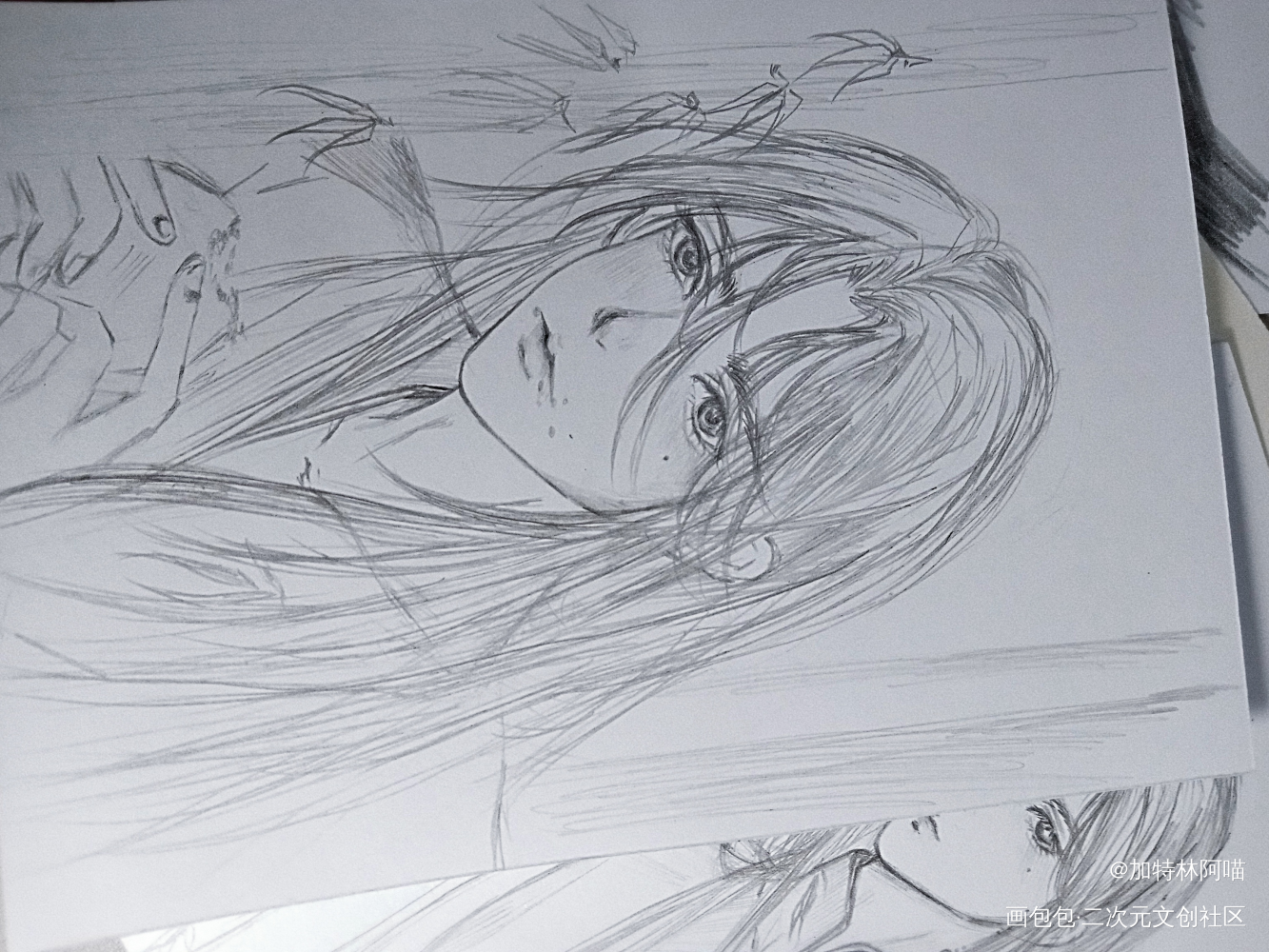 _铅笔摸鱼页绘画作品