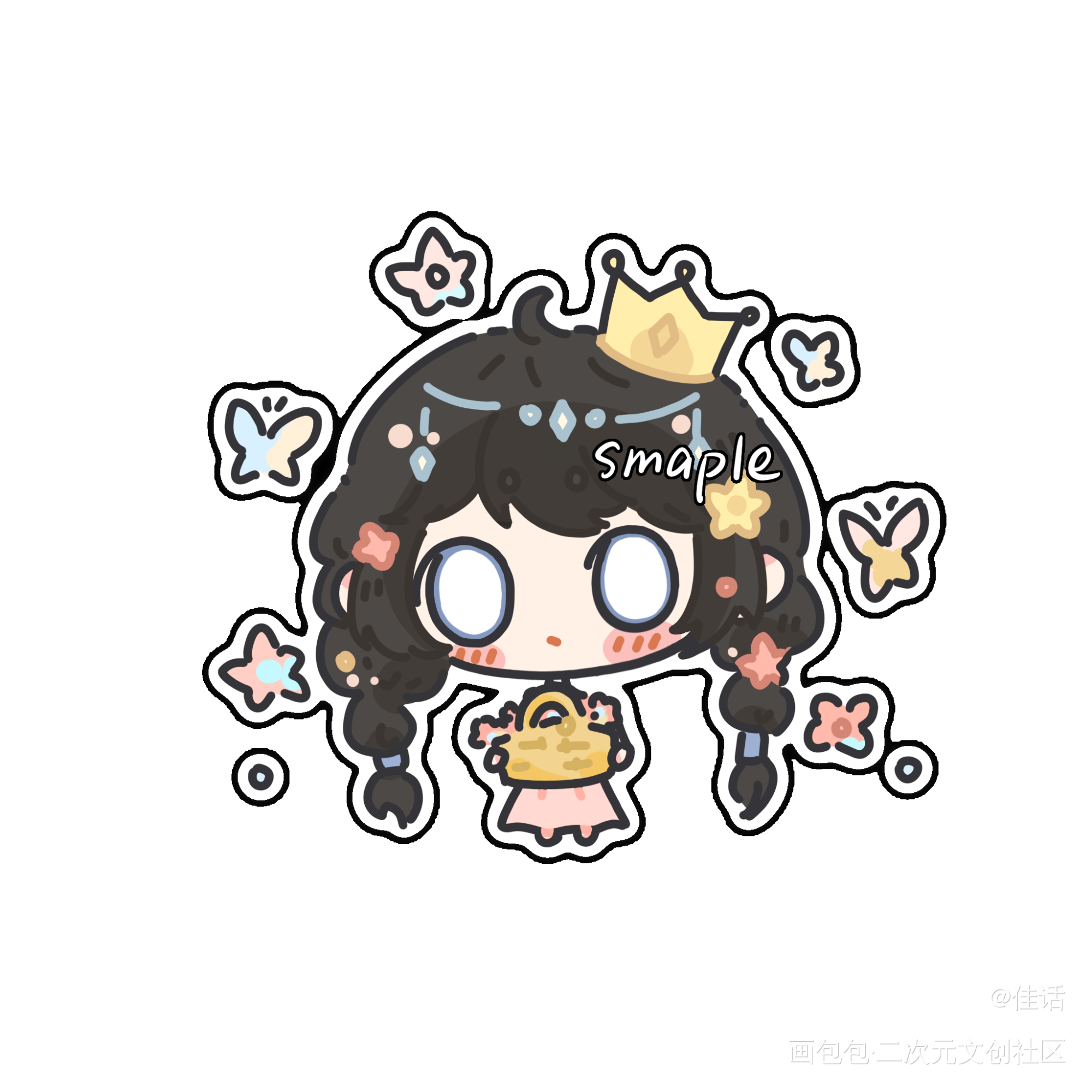 q人贴纸委托_平涂Q版oc绘画作品