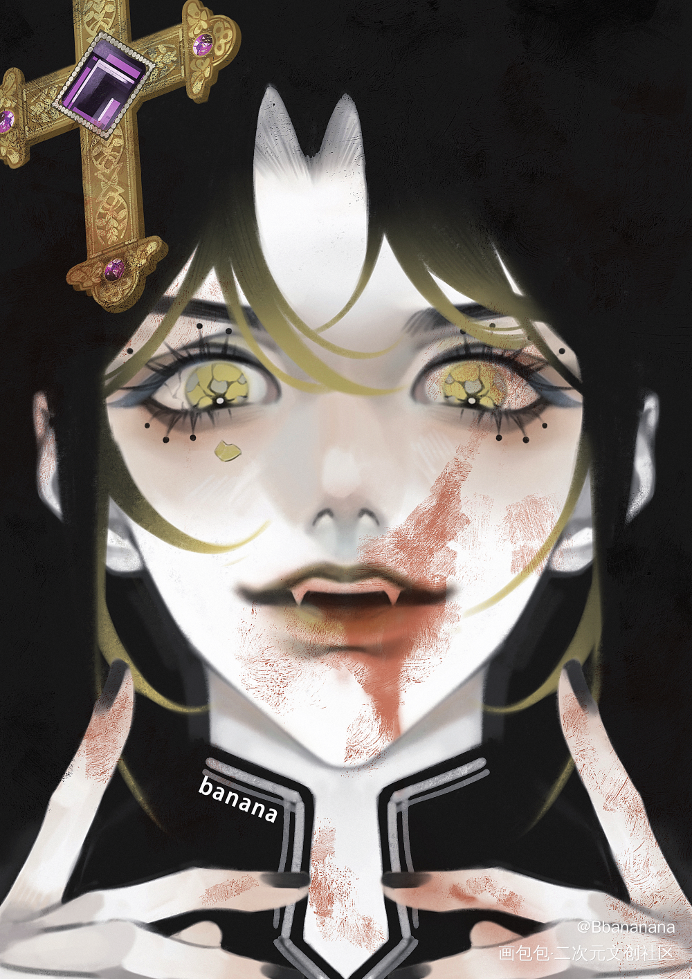 小道士和吸血鬼_板绘涂伪厚涂摸鱼绘画绘画作品