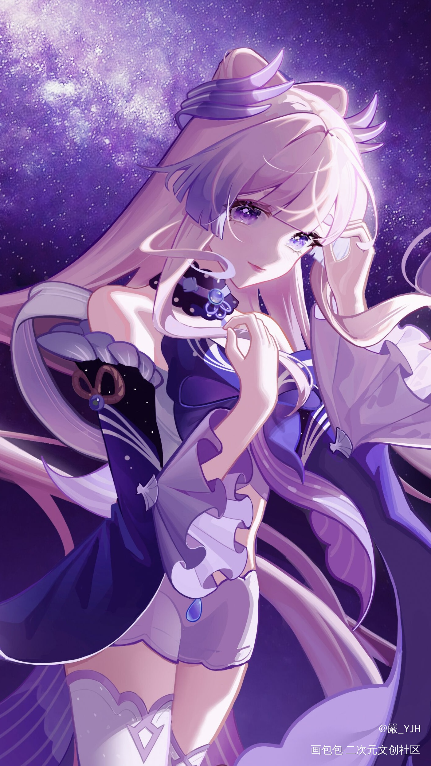 画了珊瑚宫心海💜_原神日系珊瑚宫心海壁纸绘画绘画作品