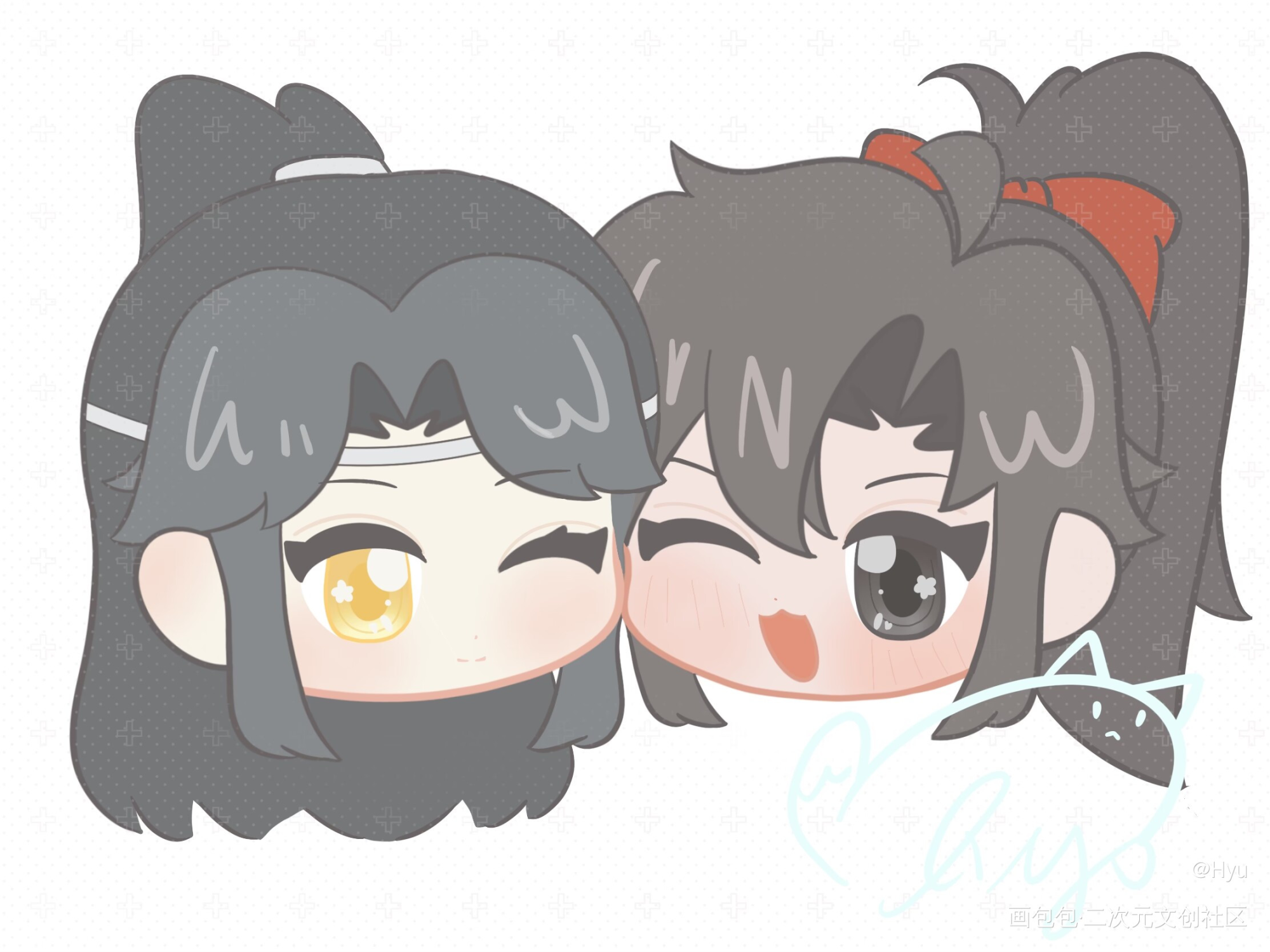 贴贴_魔道祖师忘羡蓝忘机魏无羡墨香铜臭绘画作品