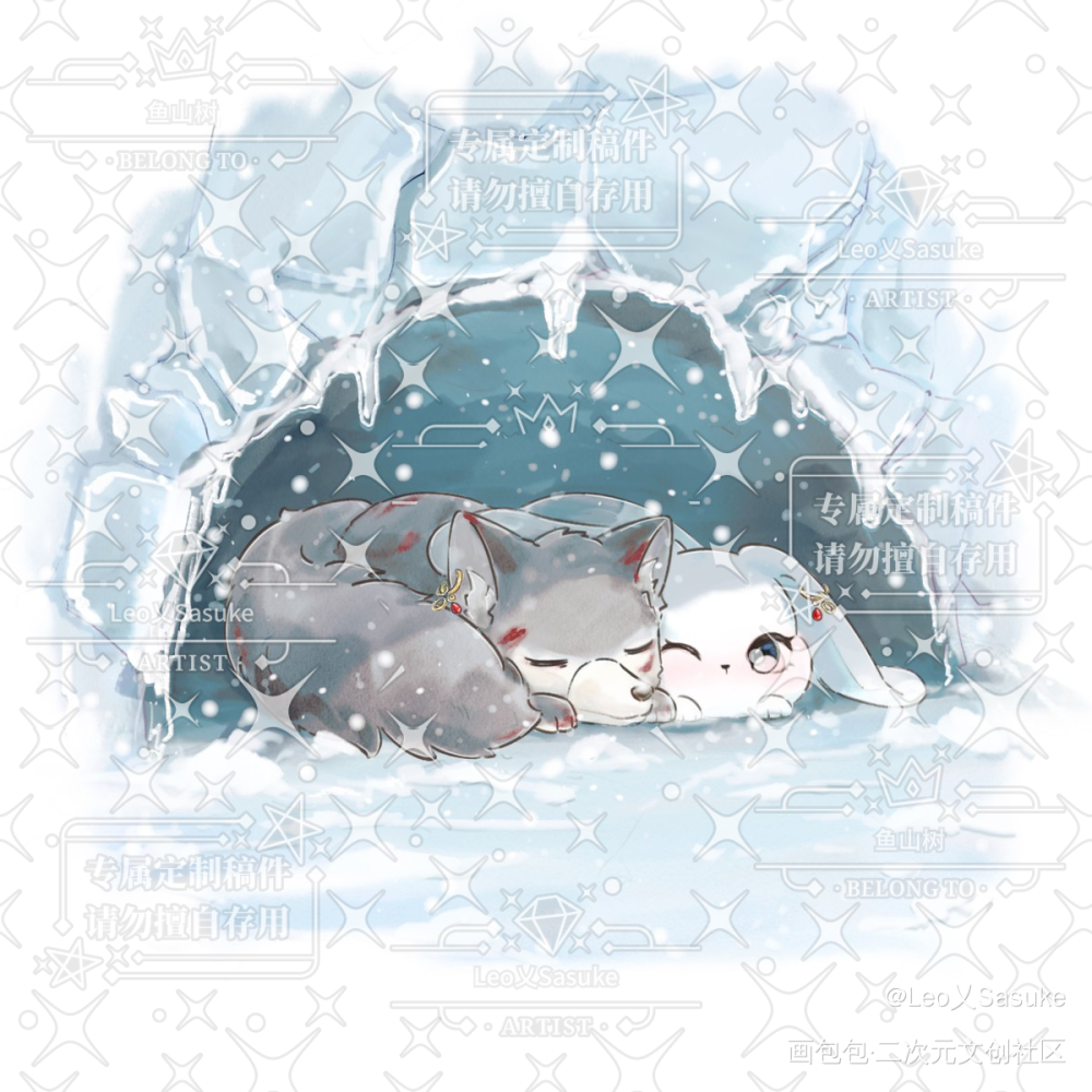 更稿件_板绘水彩小动物板绘插画绘画作品