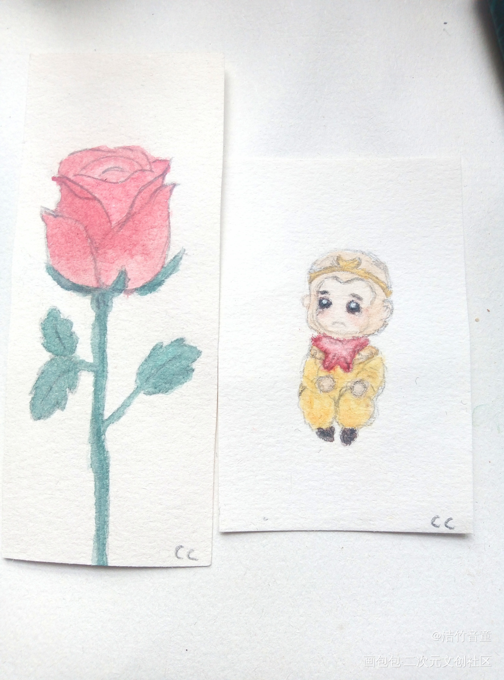 空空和花花_孙悟空手绘水彩玫瑰绘画作品