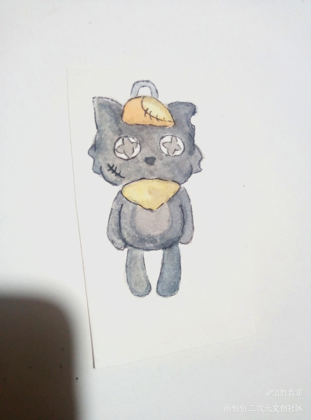 新人_水彩新人灰太狼玩偶临摹手绘绘画作品