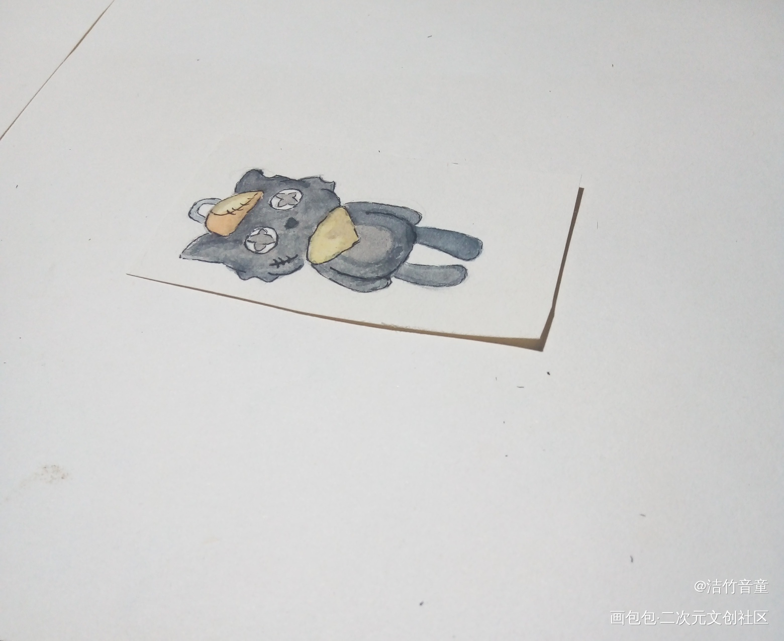 新人_水彩新人灰太狼玩偶临摹手绘绘画作品