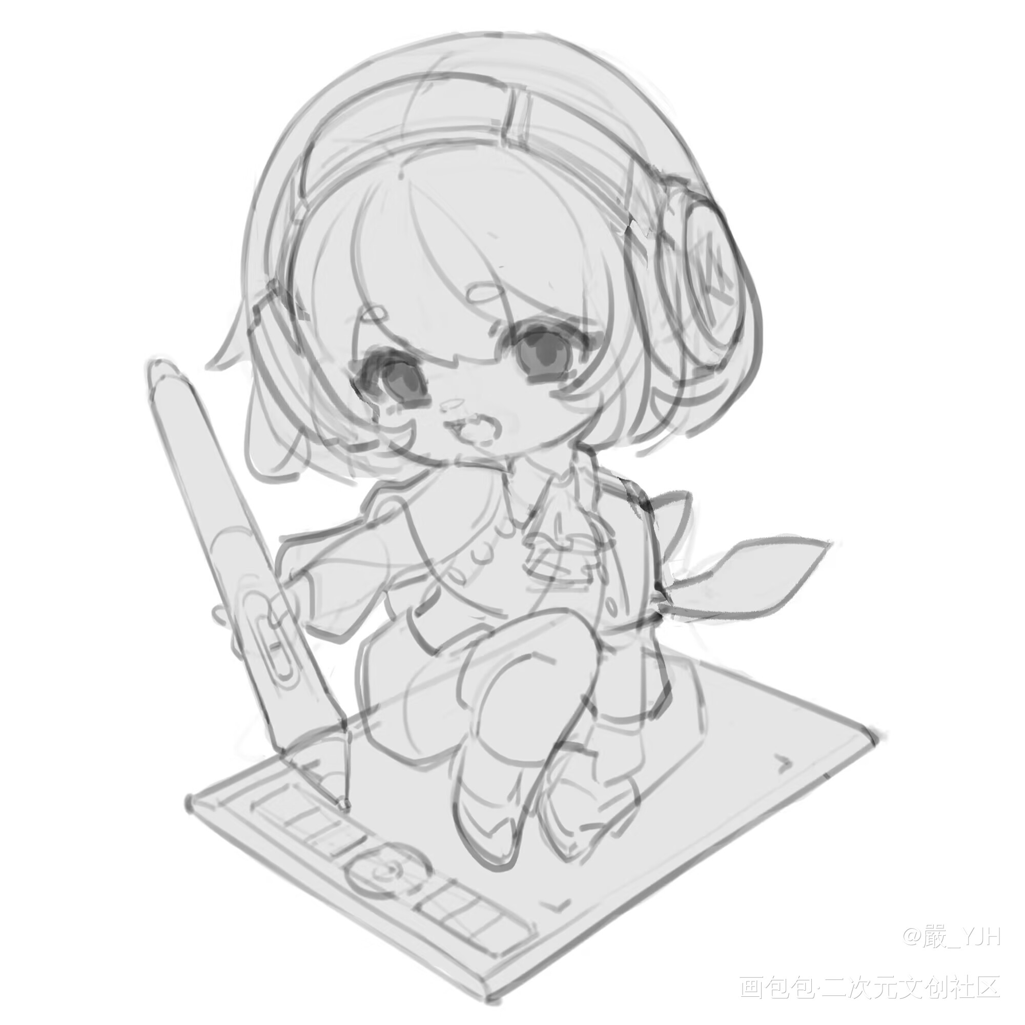 摸了扣扣银_可爱过敏原赛璐璐Q版QQ人绘画绘画作品