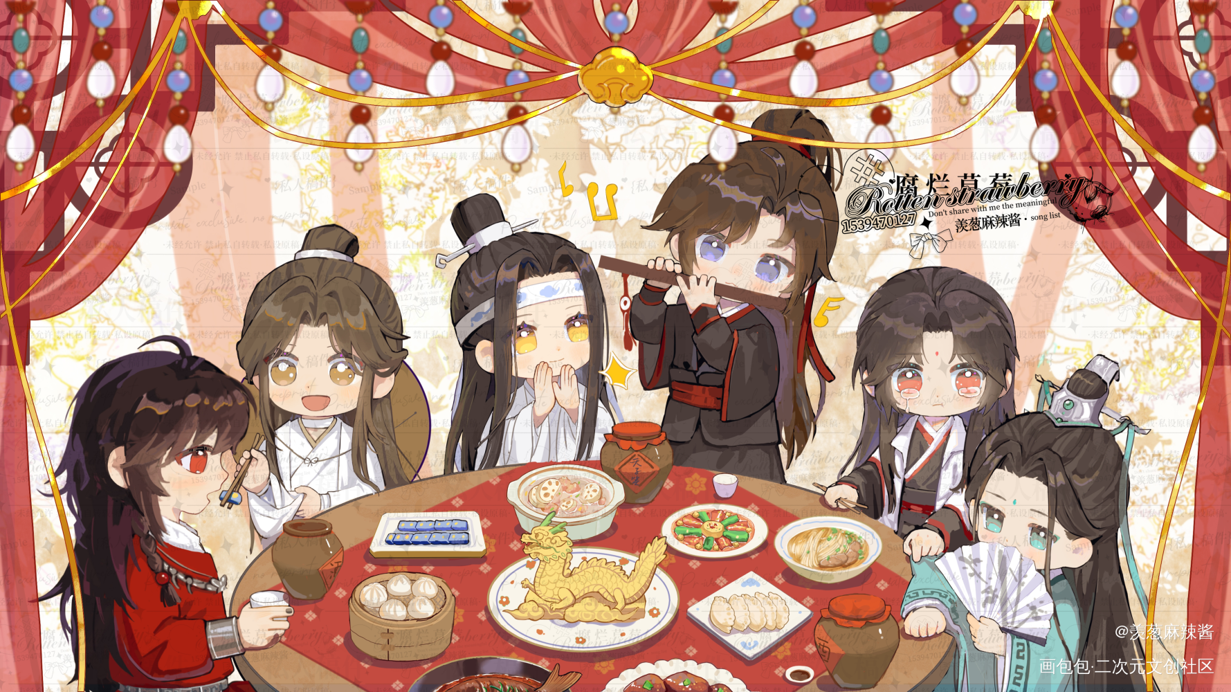 六子_人渣反派自救系统天官赐福魔道祖师绘画作品