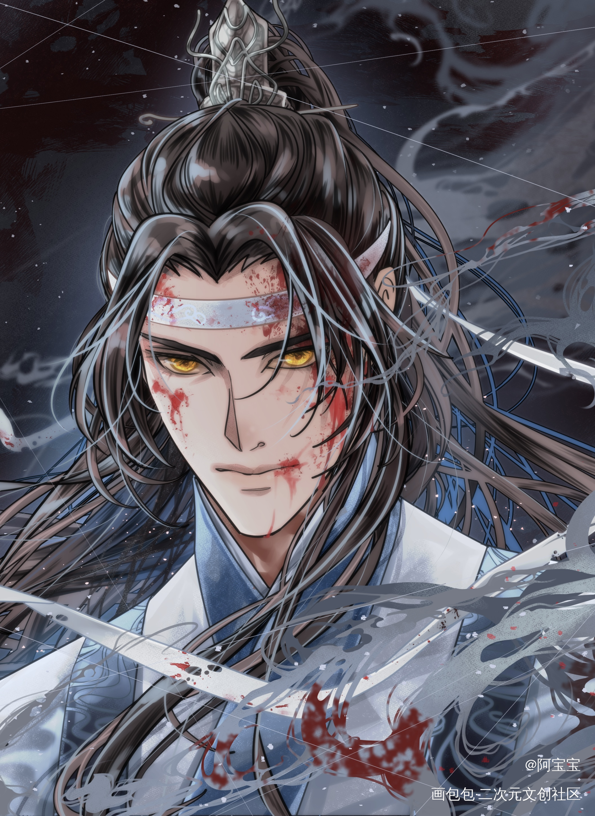 射日之爭含光君_魔道祖师忘羡蓝忘机魏无羡魏无羡蓝忘机绘画作品